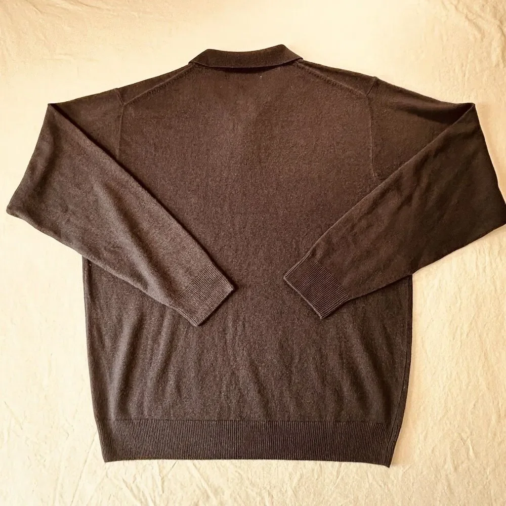 NEW Geoffrey Beene Men’s L Dark Blue Soft Knit Collared Pullover Sweater Jumper